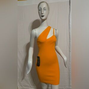 BEBE SIZE M ONE SHOULDER BANDAGE DRESS